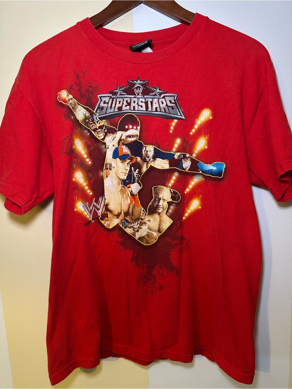 Vintage 2008 WWE Superstars Red T Shirt Youth XL 18 John Cena Rey Mysterio HHH